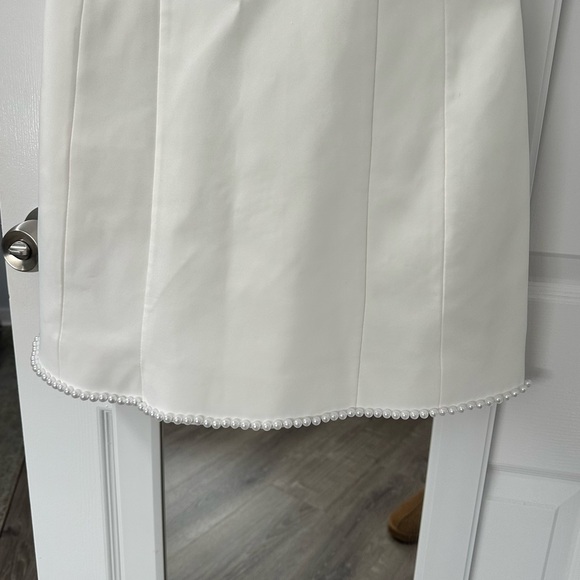 Meshki White Mini Dress with Pearl Details - Picture 8 of 12